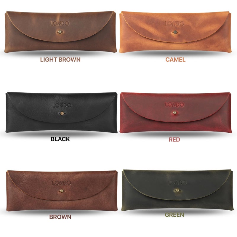 Londo Genuine Leather Retro Pen and Pencil Case - Metal Snap Fastener, Pencil Pouch Stationery Bag - Image 4